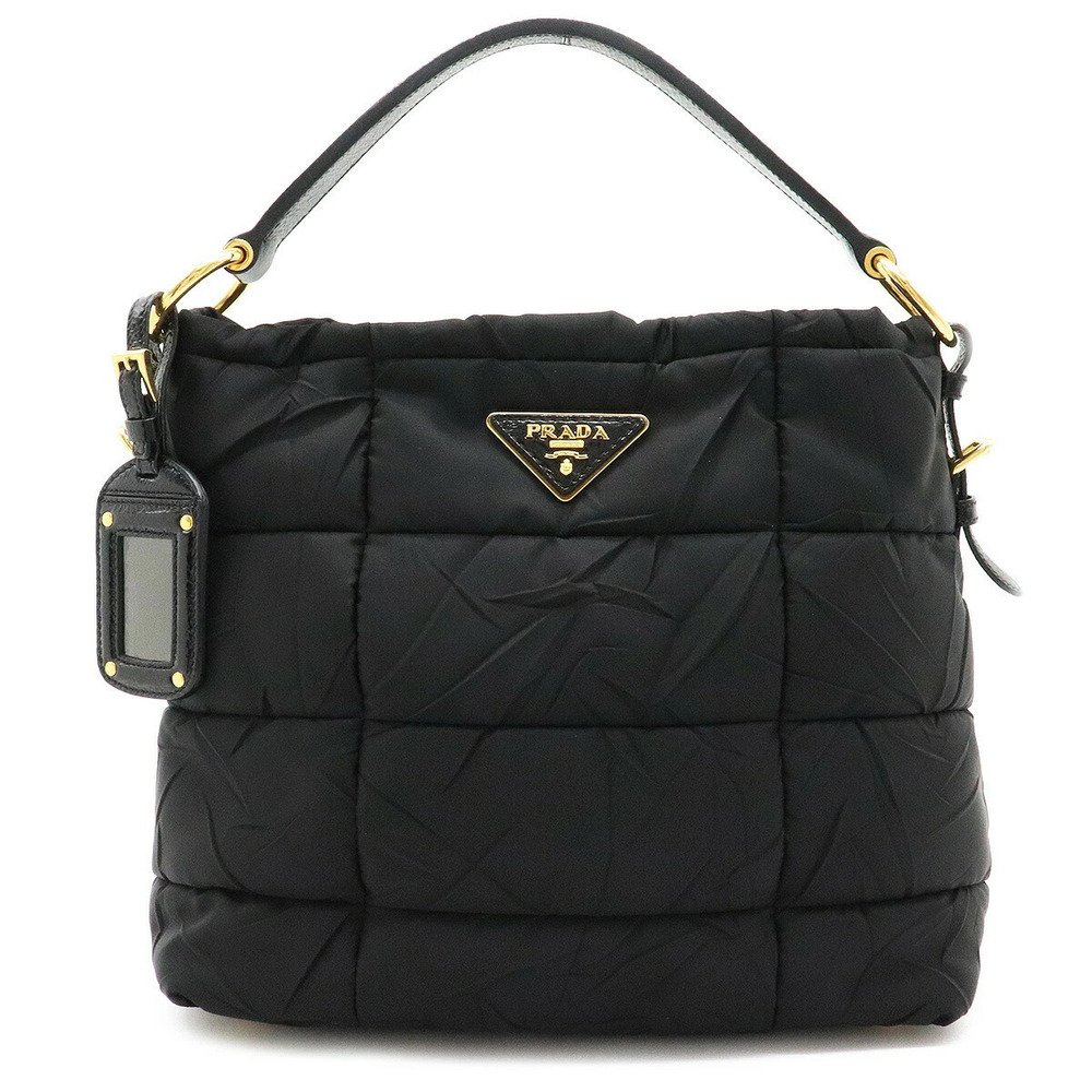 Prada Quilted Handbag Patent Vernis Leather NERO Black
